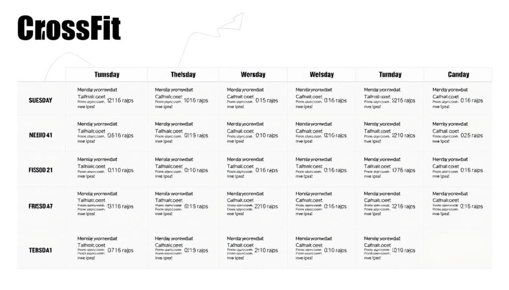 Contoh jadwal latihan mingguan program CrossFit ringan aman untuk pemula dengan hari latihan dan istirahat Contoh jadwal latihan mingguan program CrossFit ringan aman untuk pemula dengan hari latihan dan istirahat