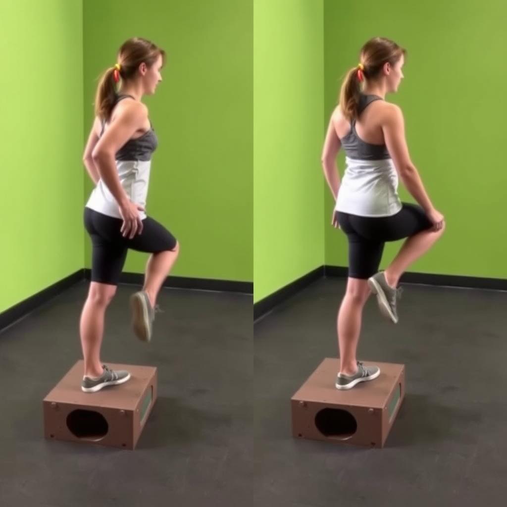 Gerakan step-up menggunakan box rendah dalam program CrossFit ringan aman untuk pemula Gerakan step-up menggunakan box rendah dalam program CrossFit ringan aman untuk pemula