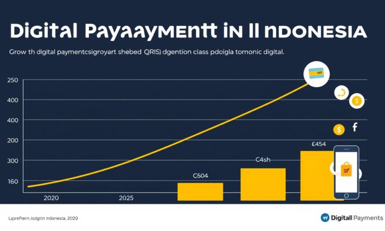 Grafik pertumbuhan pembayaran digital di Indonesia menunjukkan peningkatan penggunaan QRIS Tap