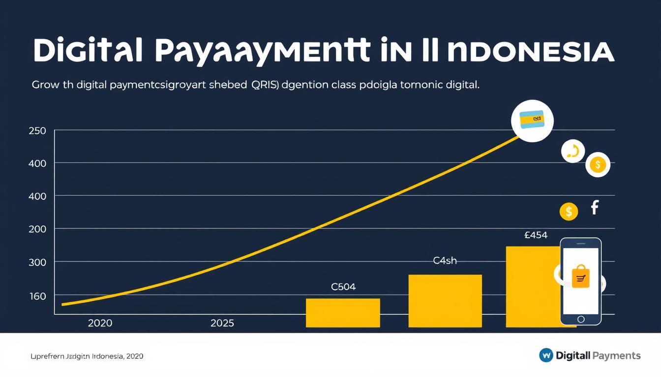 Grafik pertumbuhan pembayaran digital di Indonesia menunjukkan peningkatan penggunaan QRIS Tap