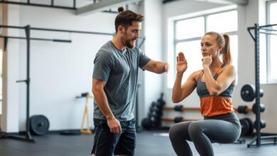 Seorang pelatih mendemonstrasikan gerakan dasar CrossFit kepada pemula dalam program CrossFit ringan aman untuk pemula